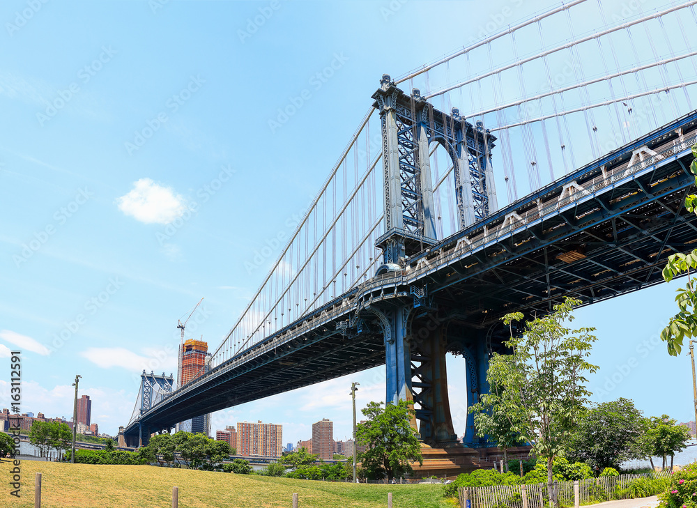 Pillar of Manhattan Bridge as seen from Dumbo district in Brooklyn Pillar of Manhattan Bridge as seen from Dumbo district in Brooklyn