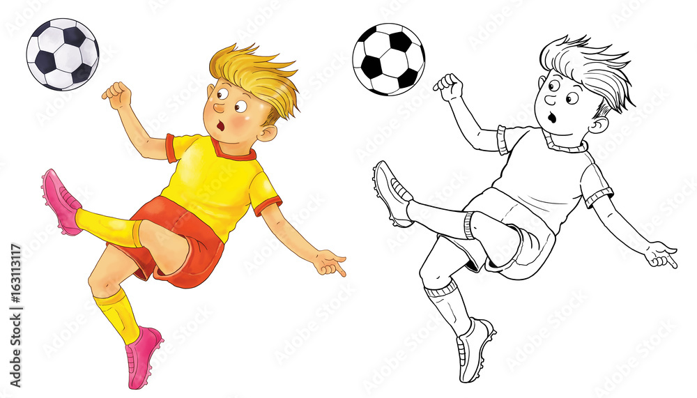 Football. Soccer. Coloring page. Illustration for children. 