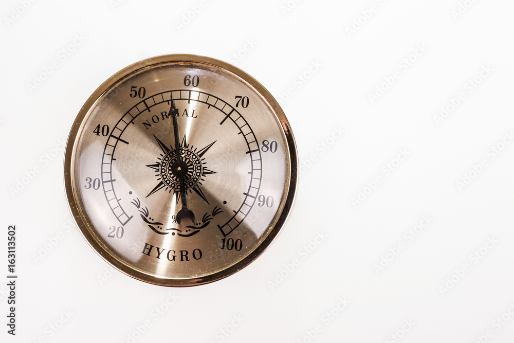 Vintage hygrometer isolated on white background