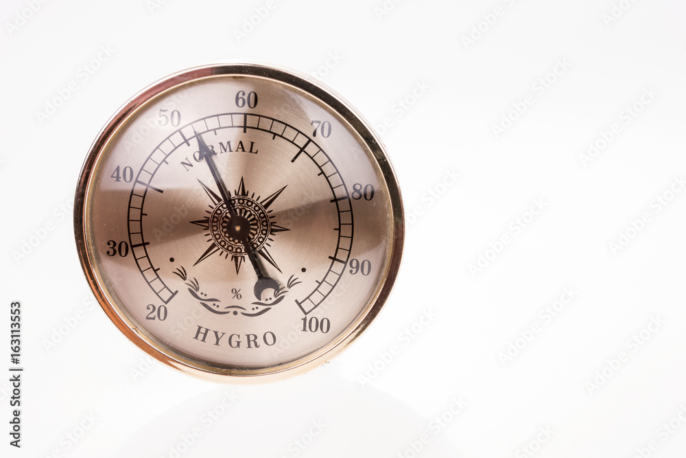 Vintage hygrometer isolated on white background