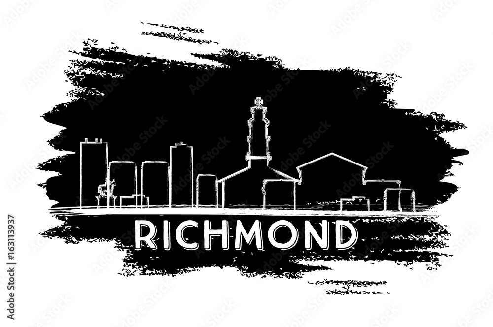 Richmond Skyline Silhouette. Hand Drawn Sketch.