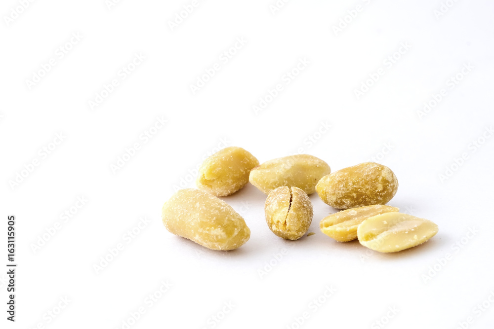 Processed peanuts isolated on white background Processed peanuts isolated on white background