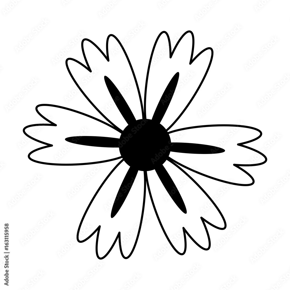 cartoon flower in black and white line icon image cartoon flower in black and white line icon image