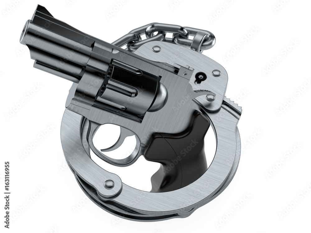 Gun with handcuffs