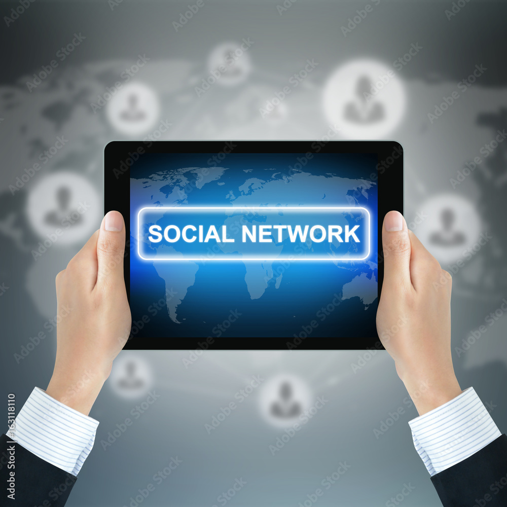 SOCIAL NETWORK sign on tablet pc screen SOCIAL NETWORK sign on tablet pc screen