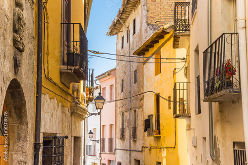 Colorful street in the historic old town of Requena photo