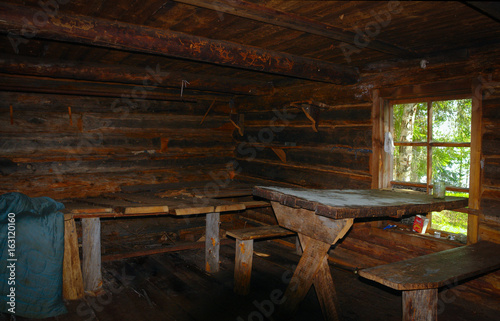 Room in wooden old hut