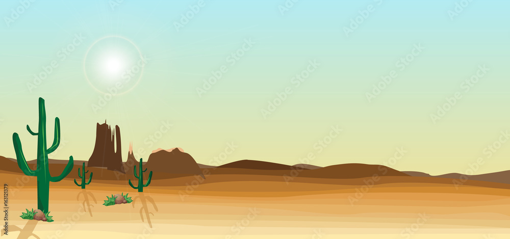 wild desert scene with cactus