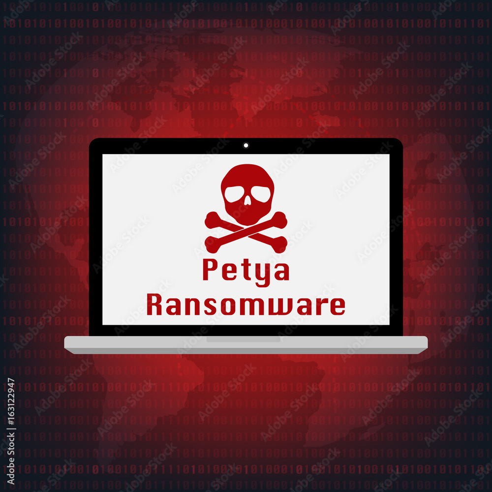 Malware Ransomware Petya virus encrypted files on laptop computer ...