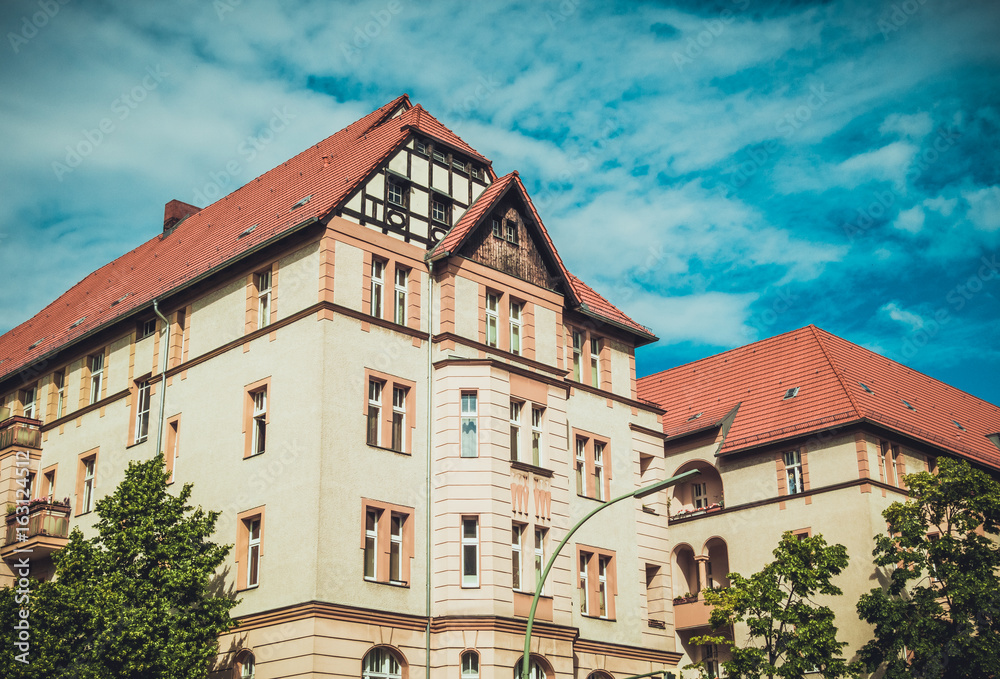 big and luxurious apartment houses with orange facades big and luxurious apartment houses with orange facades