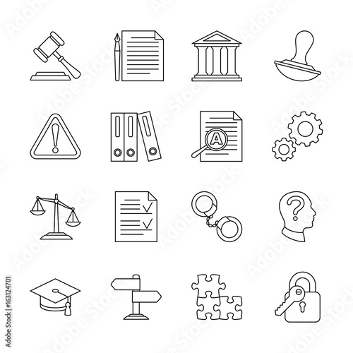 Legal compliance and regulation vector line icons