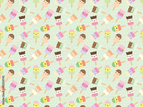 pattern of cute kawaii style ice cream bars