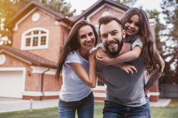 Happy family outdoors