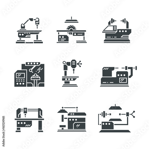 Steel industry machine tools vector icons