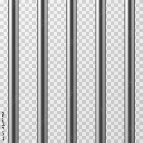 Realistic metal prison bars. Jailhouse grid isolated vector illustration