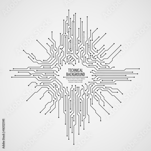 Computer motherboard vector background with circuit board electronic elements