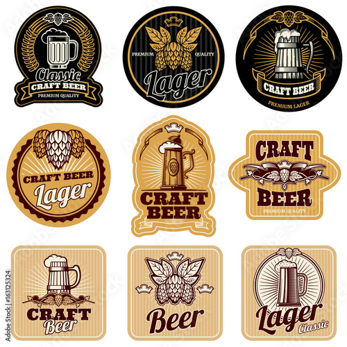 Vintage beer bottle vector labels