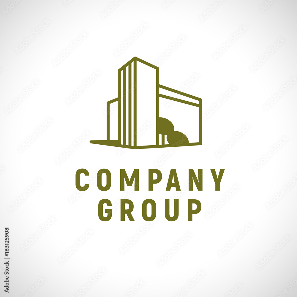 Vector flat simple construction company and architect business studio logo design template isolated.