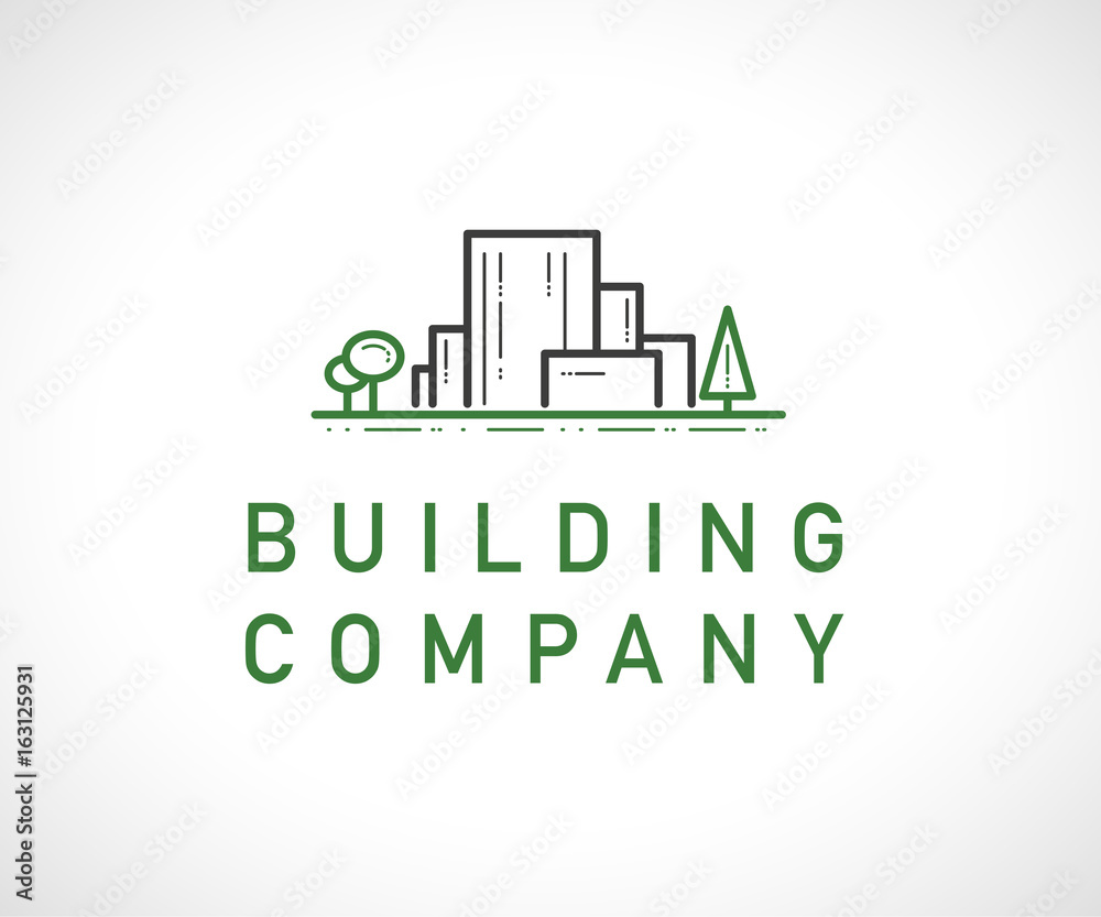 Vector flat simple construction company and architect business studio logo design template isolated.