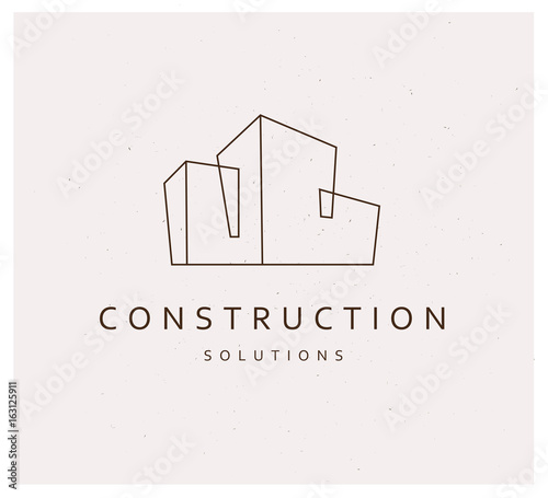 Vector flat simple construction company and architect business studio logo design template isolated.