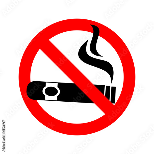 Icono plano prohibido puro con humo en fondo blanco