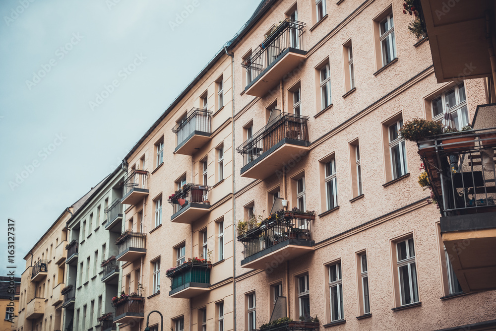 houses at berlin with balconies in a row