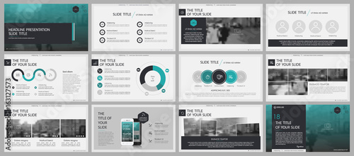 Blue green and gray elements for infographics on a white background. Presentation templates. Use in presentation, flyer and leaflet, corporate report, marketing, advertising, annual report, banner.
