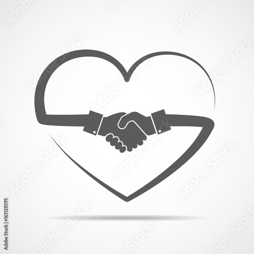 Abstract handshake in the shape of heart. Vector illustration.