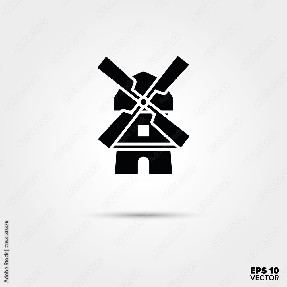 Traditional Windmill vector glyph icon. Traditional Windmill vector glyph icon.