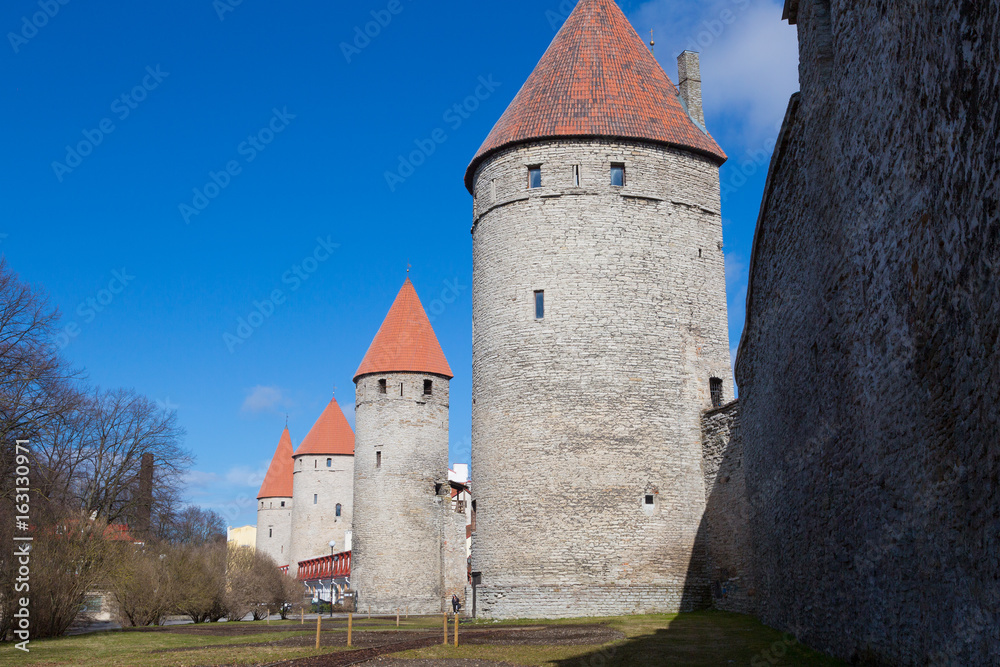 Fortress Wall and the Old Town Tower , Tallinn, Estonia