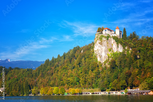 Lake Bled and the castle on a rock on a sunny day, Slovenia © Shchipkova Elena