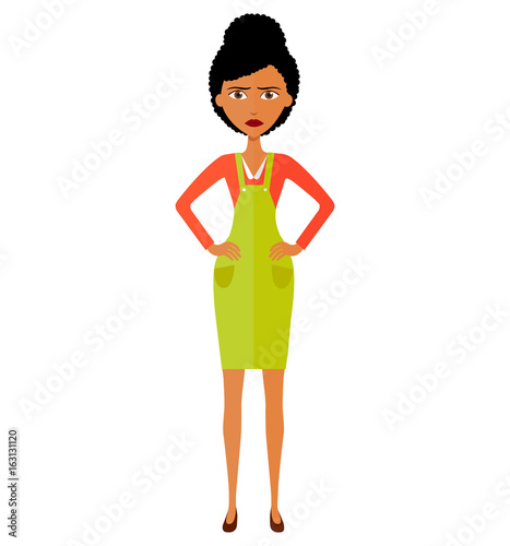 Angry African young woman angry teacher lady vector isolated.