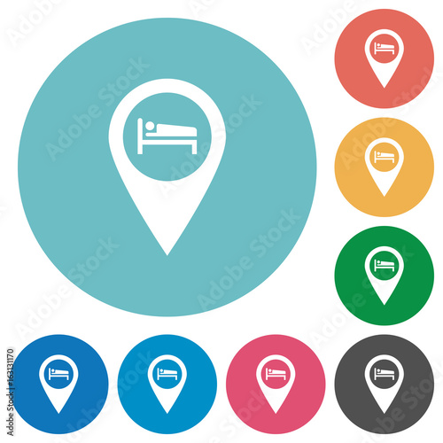 Hotel GPS map location flat round icons