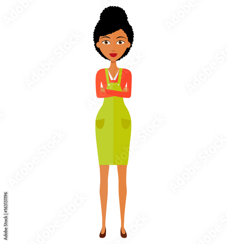 African business woman with arms crossed isolated on white background vector.