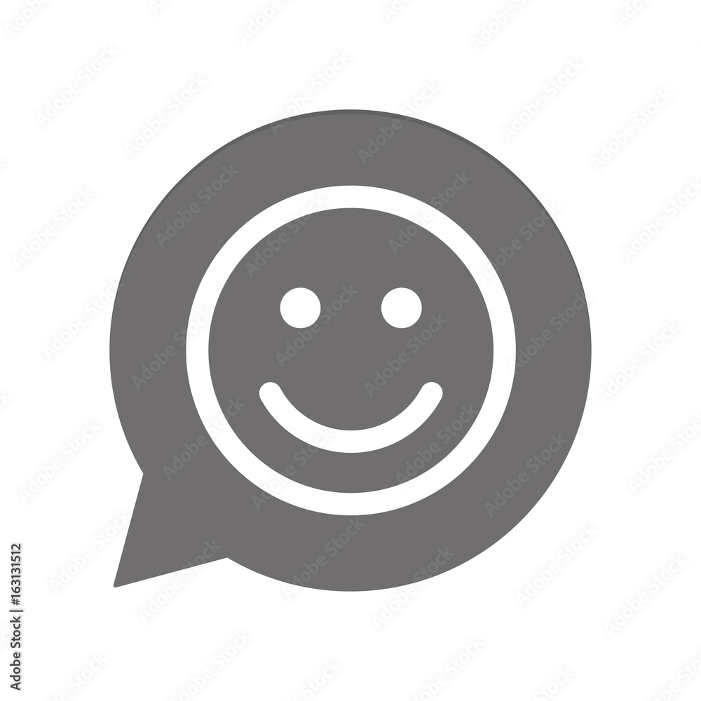 Fototapeta premium Graue Sprechblase rund - Smiley glücklich