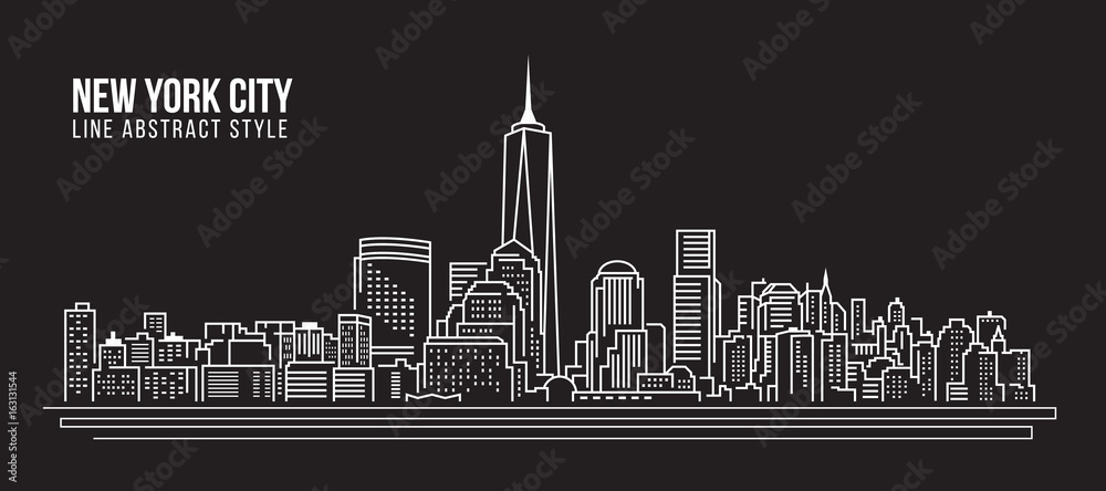 Cityscape Building Line art Vector Illustration design - New York city
