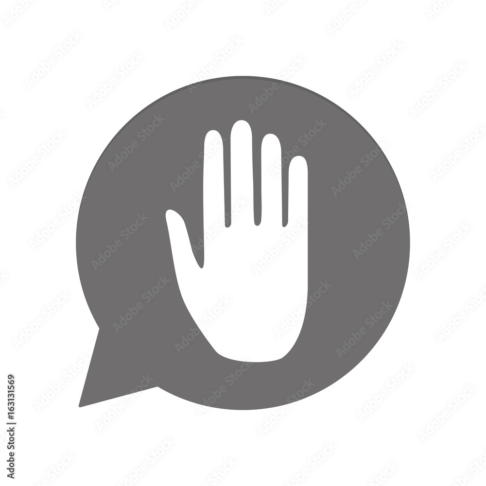 Fototapeta premium Graue Sprechblase rund - Hand Warnung