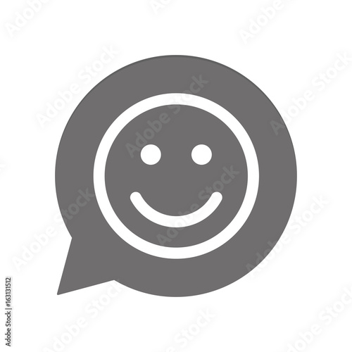 Graue Sprechblase rund - Smiley glücklich