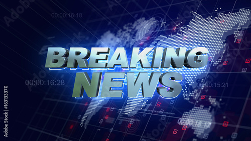 Breaking News Graphics World Map Blue Background