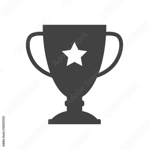 Line trophy. Winner cup with star. Flat style icon. Vector illustration