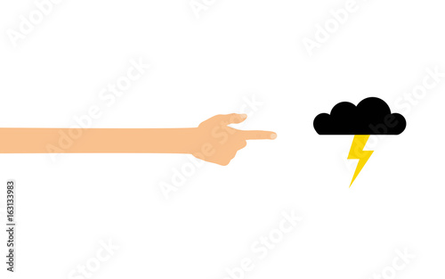 Hand zeigt auf - Gewitterwolke - Gefahr