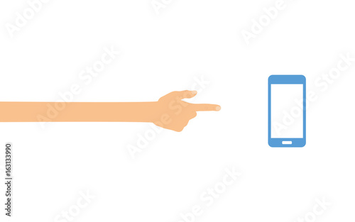Hand zeigt auf - Smartphone