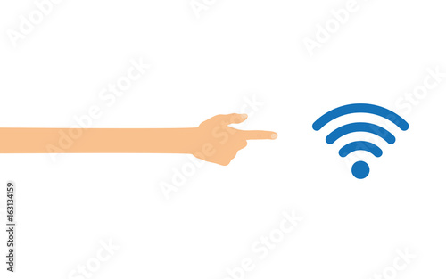 Hand zeigt auf - Wifi