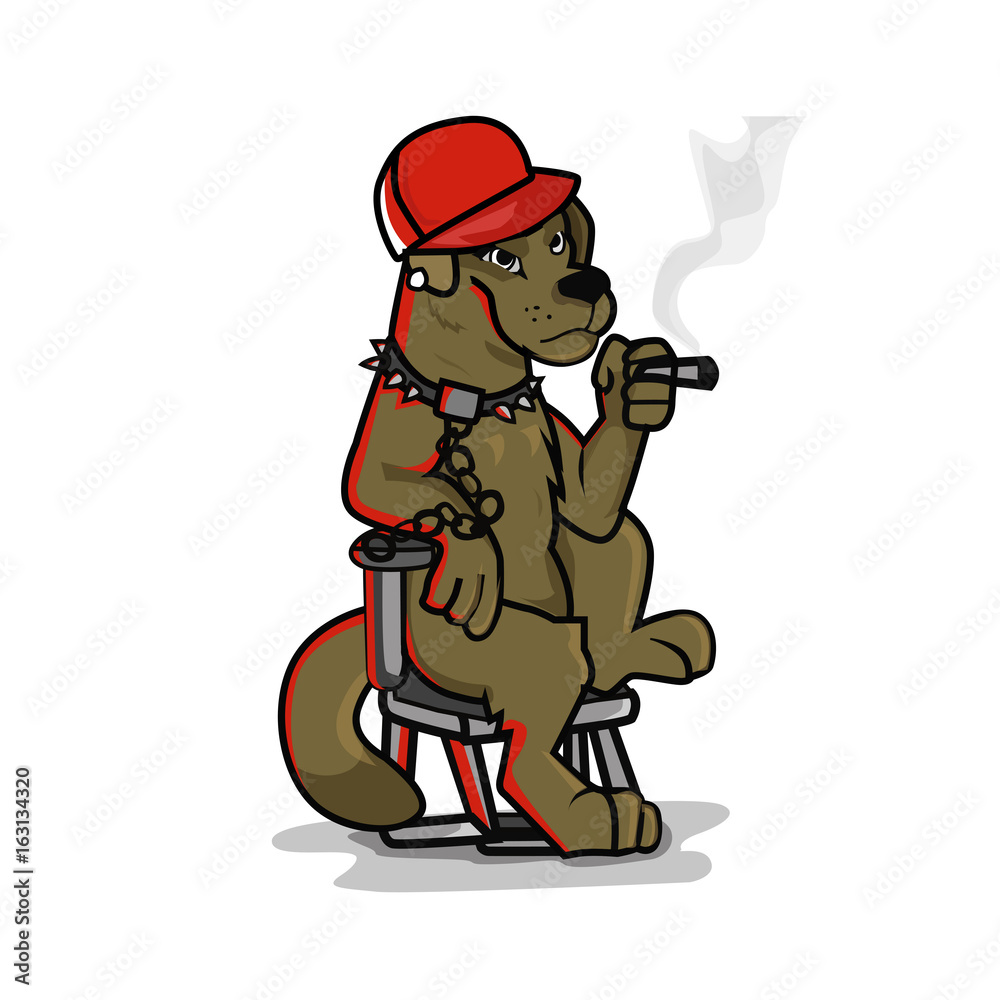 hipster dog character smoking