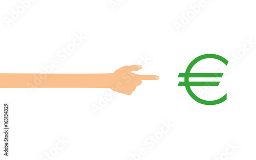 Hand zeigt auf - Euro