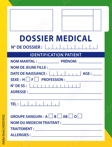 Illustration dossier médical. Fichier français.