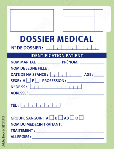 Illustration dossier médical II. Fichier français.