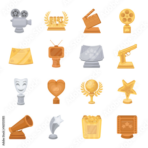 Camera, shout, Globe, objects for rewarding films.Movie Awards set collection icons in cartoon style vector symbol stock illustration web.