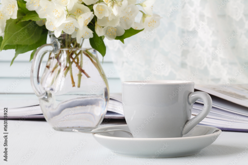 One white cup for coffee One white cup for coffee