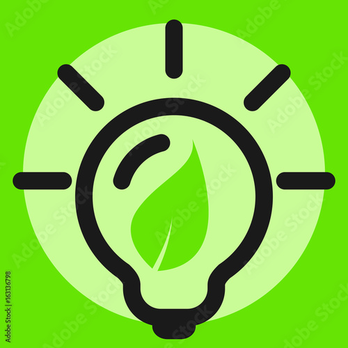 eco light bulb icon, green energy concept.